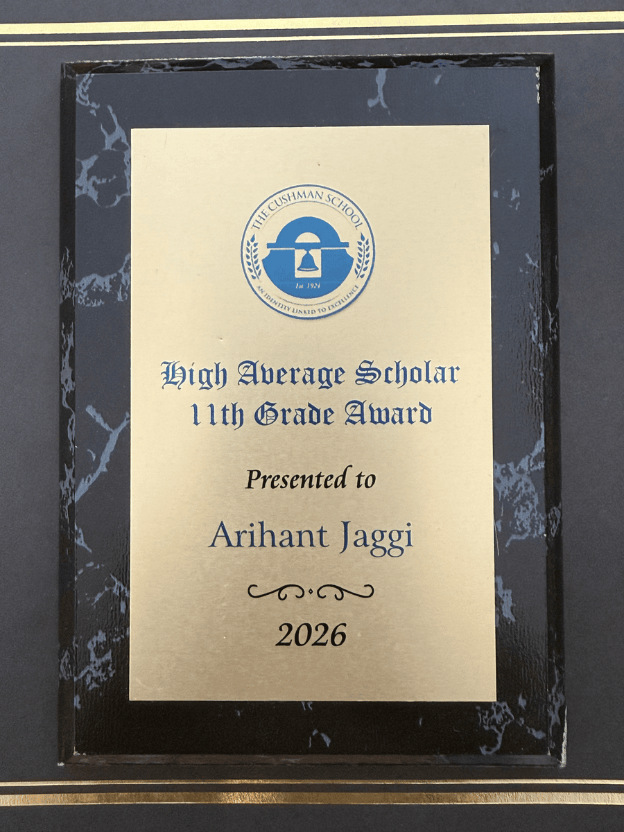 High Average Scholar — 11th Grade Award