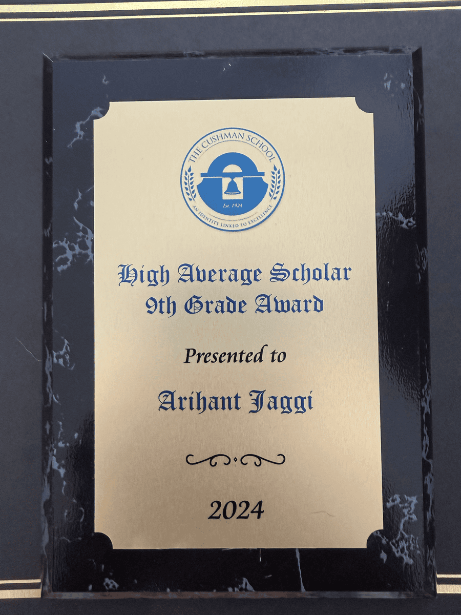 High Average Scholar — 9th Grade Award