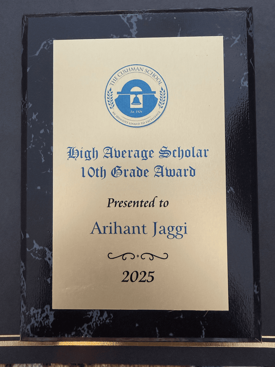 High Average Scholar — 10th Grade Award