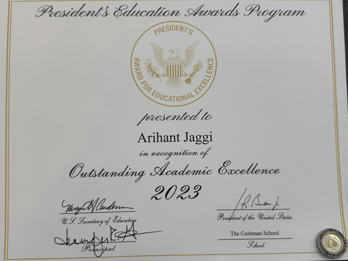 President's Education Award — Outstanding Academic Excellence