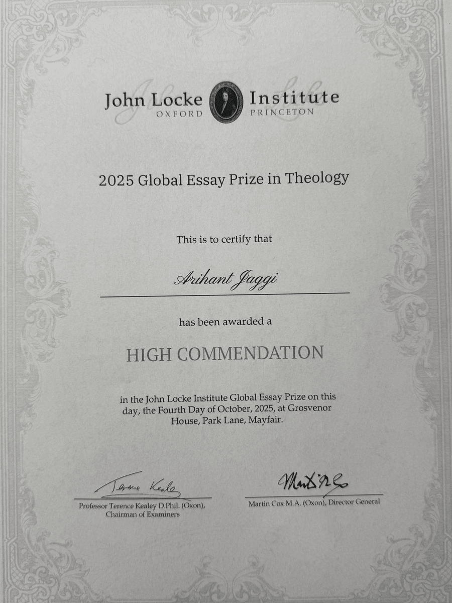 John Locke Global Essay Prize — High Commendation (Theology)